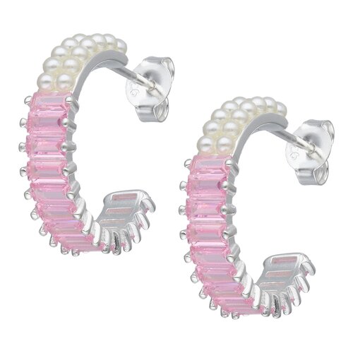 Semi Argolla Perlas Circones Baguette Rosa Francia 21 mm