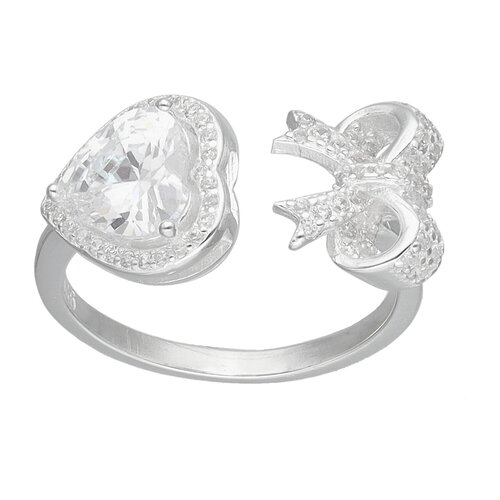 Anillo Lazo Coquette Corazón Circón