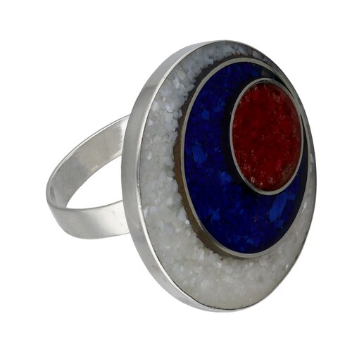 Anillo Circular Piedra Picada Tricolor