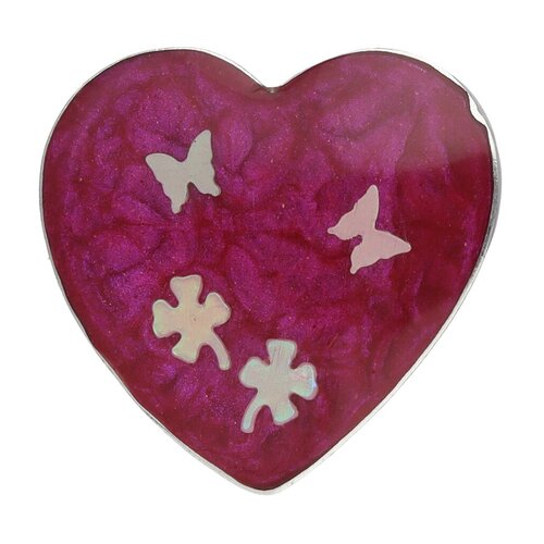 Colgante Corazón Trébol Mariposas Fucsia Metalizado
