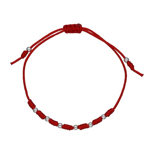 Pulsera Hilo Rojo Ajustable 7 Nudos Esferas