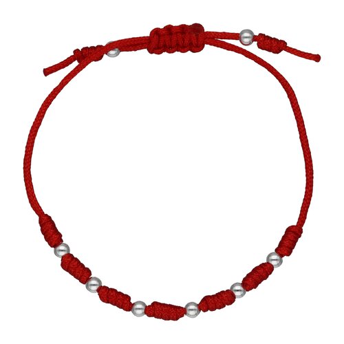 Pulsera Mini Baby Hilo Rojo Ajustable 7 Nudos Esferas