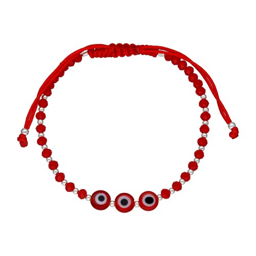 Pulsera Hilo Rojo Ajustable Ojo Turco Cristales Esferas