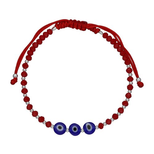 Pulsera Hilo Rojo Ajustable Ojo Turco Cristales Esferas