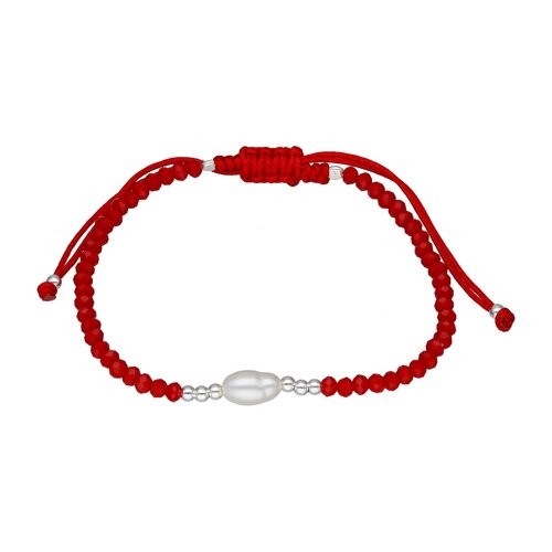 Pulsera Hilo Rojo Ajustable Perla Cristales Esferas