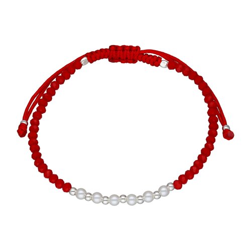 Pulsera Hilo Rojo Ajustable Perlas Cristales Esferas