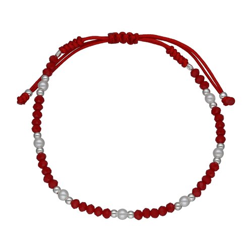 Pulsera Hilo Rojo Ajustable Perlas Cristales Esferas