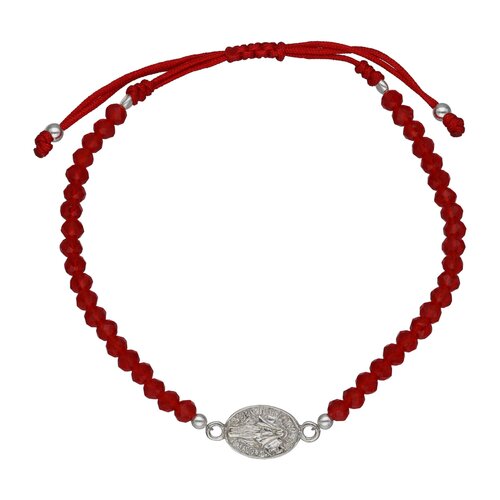 Pulsera Hilo Rojo Ajustable Virgen de los Rayos Milagrosa Cristales