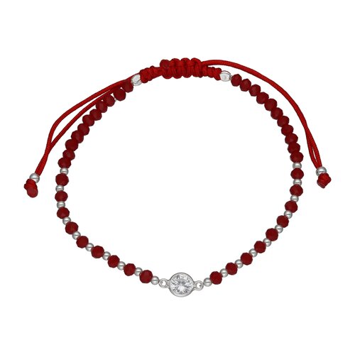 Pulsera Hilo Rojo Ajustable Circón Cristales Esferas