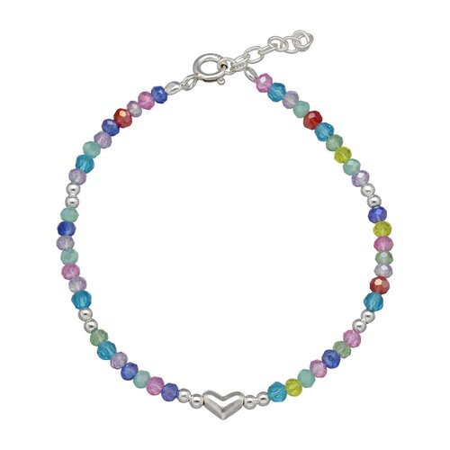 Pulsera Corazón Esferas Cristales Multicolor