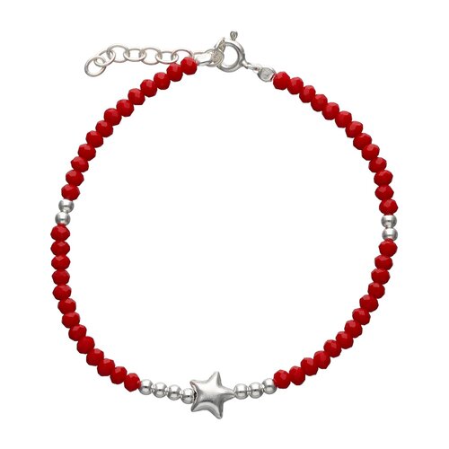 Pulsera Cristales Rojo Estrella Esferas