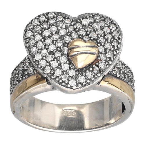 Anillo Corazón Circones y Oro