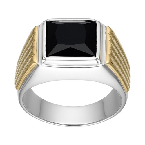 Anillo Sello Circón Onix y Oro