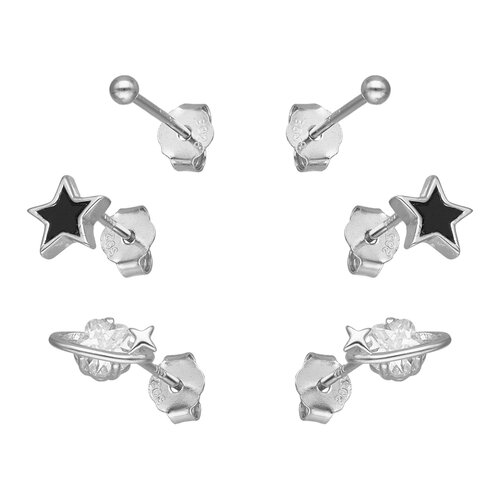 Set Aros Minimalista Esfera Planeta Estrella Esmaltada