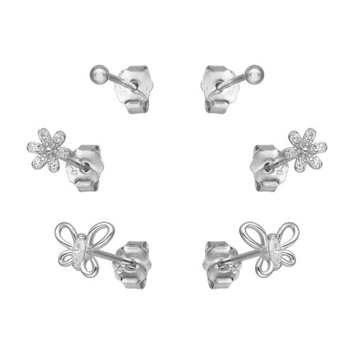 Set Aros Minimalista Esfera Flor Mariposa Circones