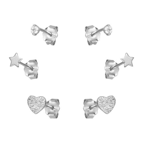 Set Aros Minimalista Corazón Estrella Circones