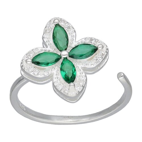 Anillo Ajustable Flor Circones Esmeralda