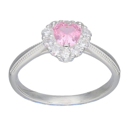 Anillo Corazón Circón Rosa Francia