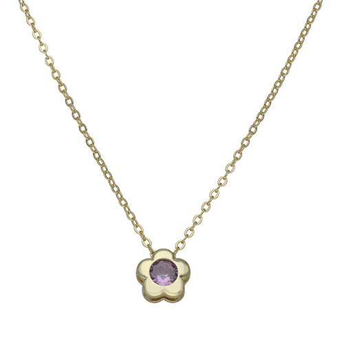 Collar Flor Circón Punto de Luz Amatista