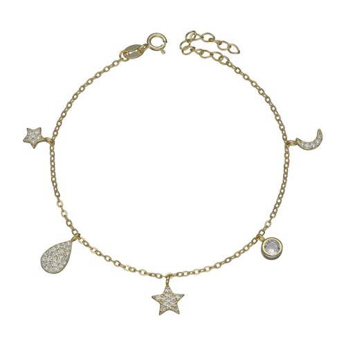 Pulsera Media Luna Estrellas Gota Circones