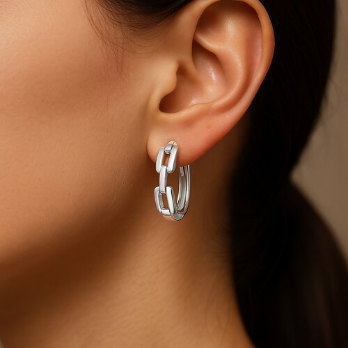 Argolla Huggie Eslabones 13 mm