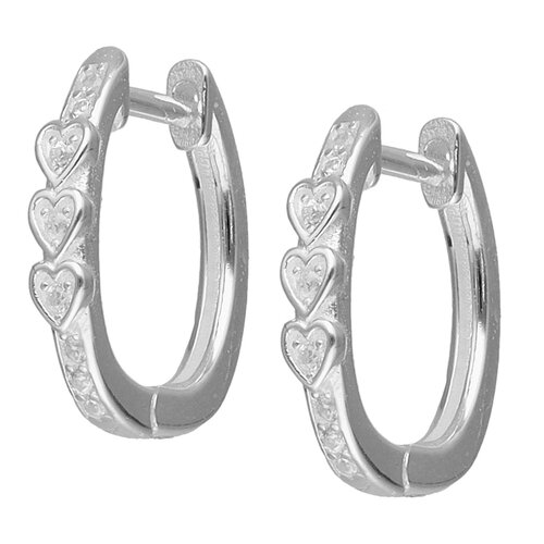 Argolla Huggie Ovalada Corazones Circones 16x14 mm