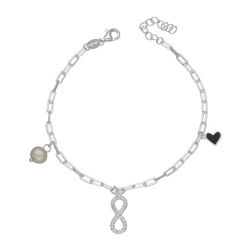 Pulsera Perla Corazón Esmaltado Infinito Circones