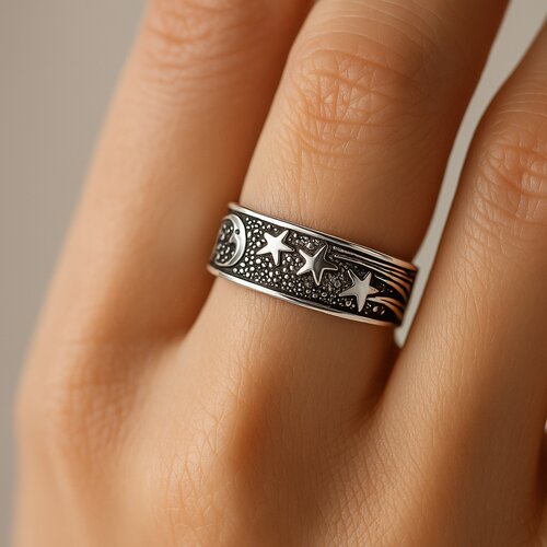 Anillo Midi Sol Media Luna Estrellas