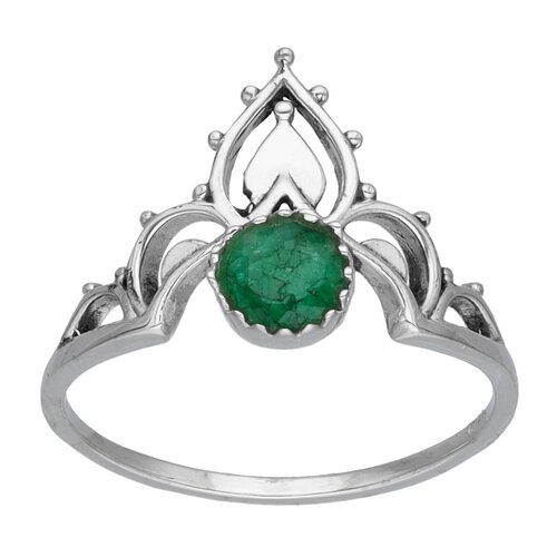 Anillo Étnico Circón Craquelado Esmeralda