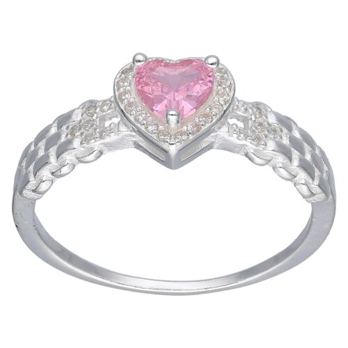 Anillo Eslabones Corazón Circón Rosa Francia