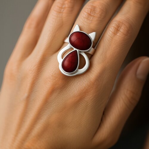 Anillo Gatito Burdeo Metalizado