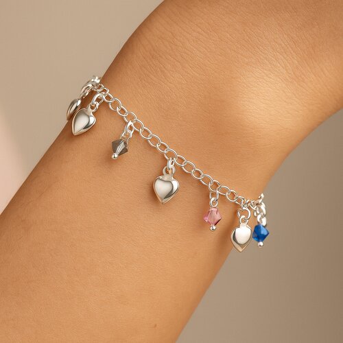 Pulsera Corazones Cristales Multicolor