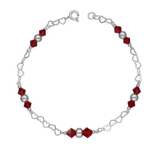 Pulsera Corazones Cristales Hecho con Swarovski® Rojo