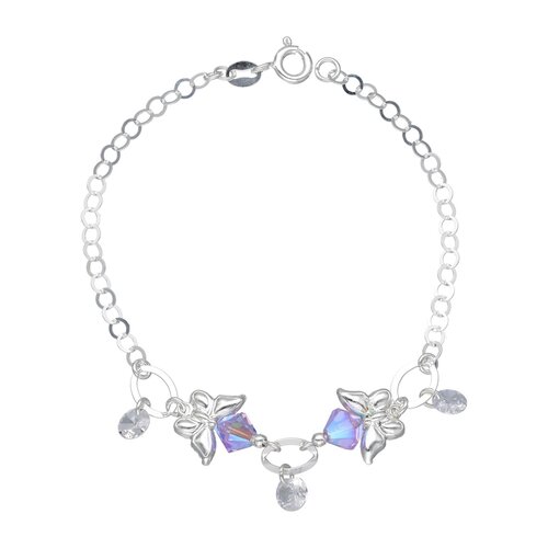 Pulsera Mariposa Ovalos Cristales Hecho con Swarovski® Morado