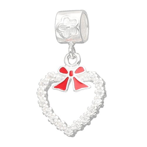 Colgante Charm Corazón Lazo Coquette Circones Esmaltado