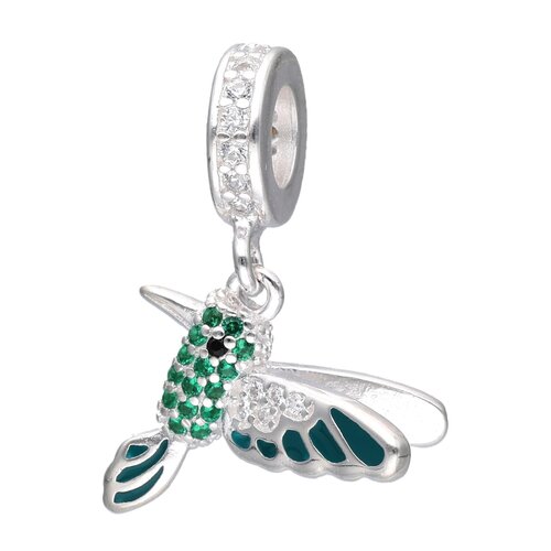 Colgante Charm Colibrí Esmaltado Circones Esmeralda