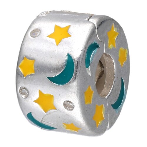 Colgante Charm Separador Media Luna Estrellas Esmaltado