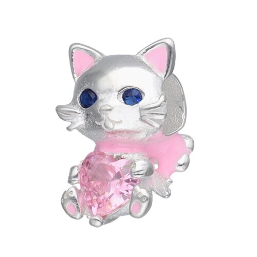 Colgante Charm Gatito Esmaltado Circón Rosa Francia