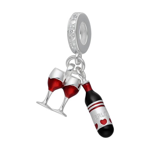 Colgante Charm Botella y Copas de Vino Esmaltadas