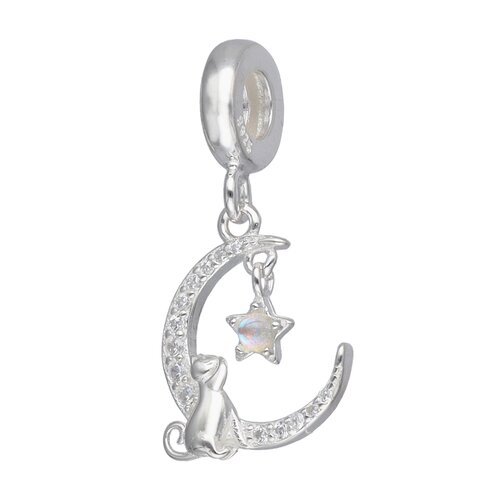 Colgante Charm Media Luna Gatito Estrella Circones