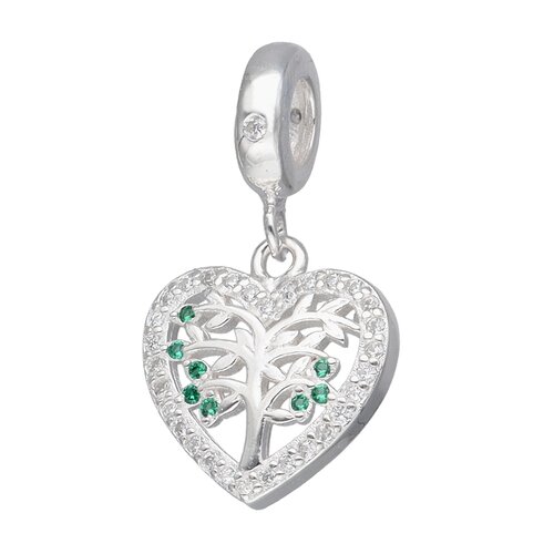 Colgante Charm Corazón Árbol de la Vida Circones Esmeralda