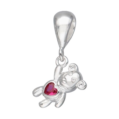 Colgante Charm Ratoncito Corazón Circon Rubí