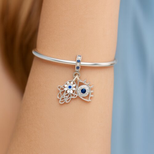 Colgante Charm Mano de Fátima Ojo Turco Circones Zafiro