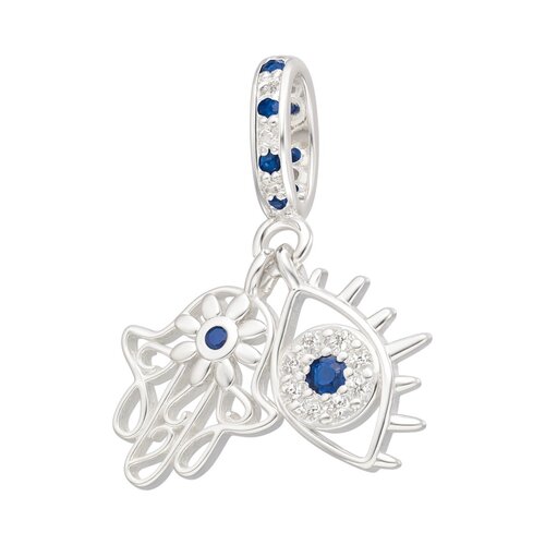 Colgante Charm Mano de Fátima Ojo Turco Circones Zafiro