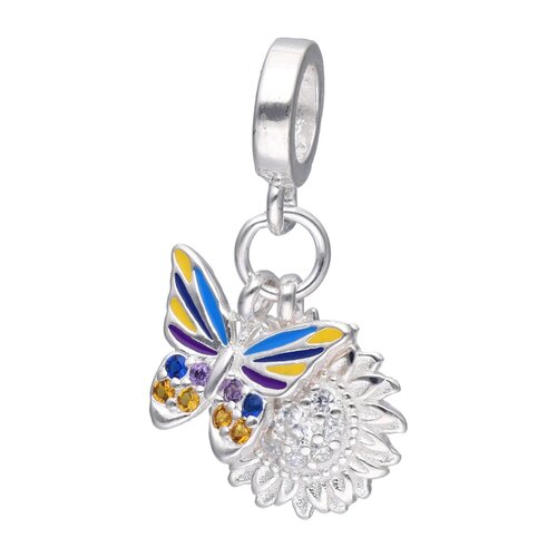 Colgante Charm Mariposa Flor Maravilla Circones Multicolor