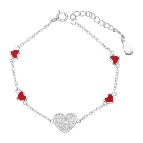 Pulsera Corazones Circones Esmaltados 17 cm