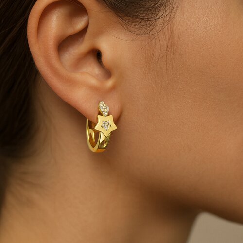 Argolla Huggie Estrella Circones 14 mm