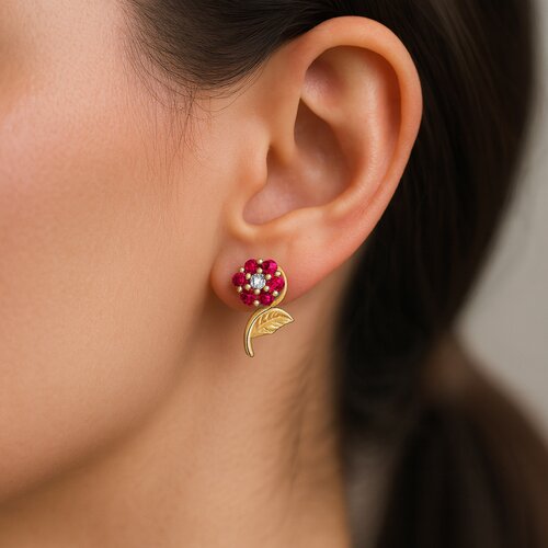Aro Flor Circones Rubí