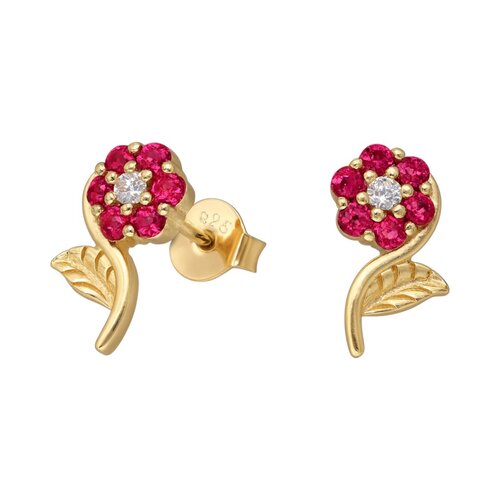 Aro Flor Circones Rubí