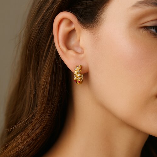 Argolla Huggie Espiga Circones Multicolor 10 mm